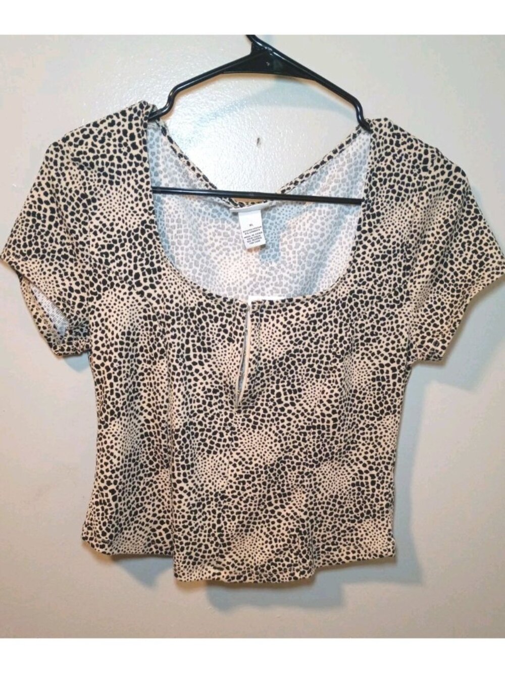 New NWT XL Y2K Rue21 Women's Cheetah Animal Print Short Sleeve Babydoll Blouse